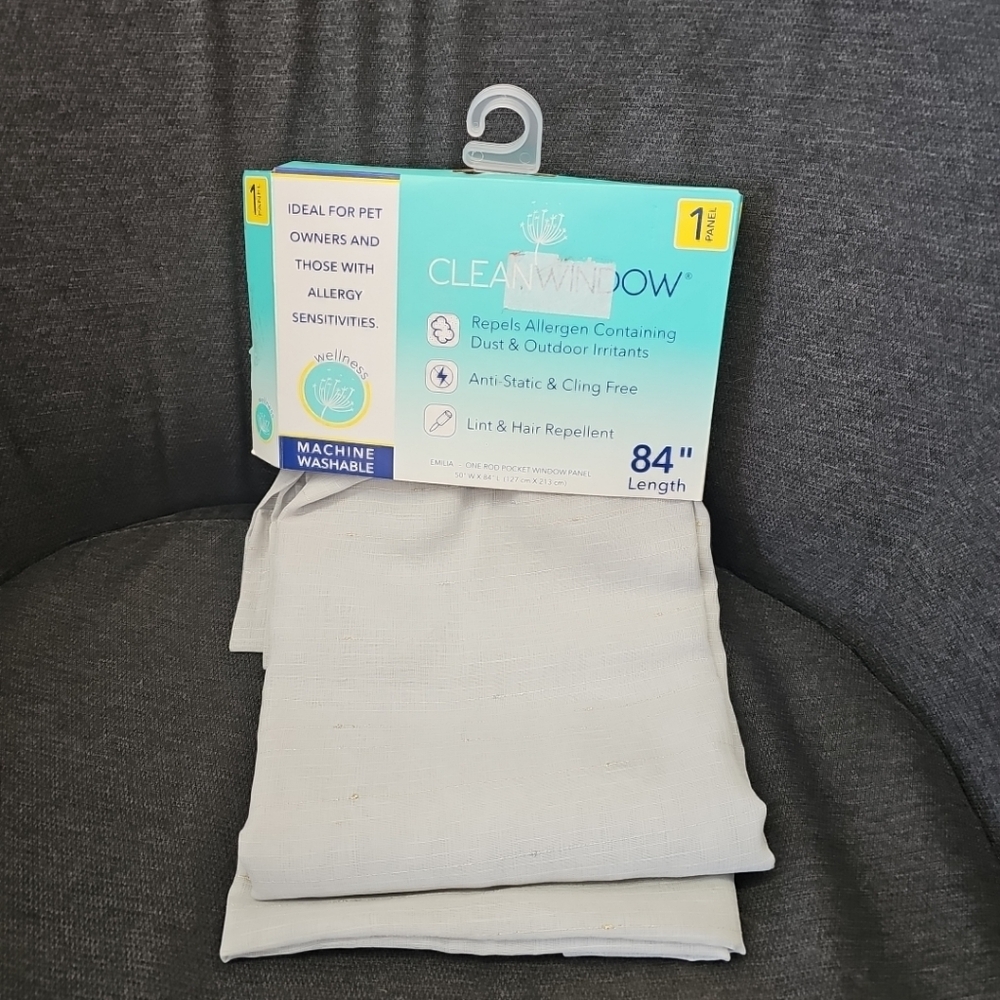 NWT Clean Window Emilia 84" Panel Curtain For Pet Owners & Allergy Sensitivities